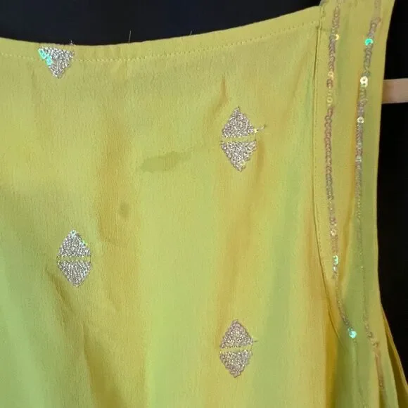 LEIFNOTES Anthropologie Ponderosa Boho Dress Sequins Yellow Tank Sleeveless‎ 12 - Picture 9 of 10